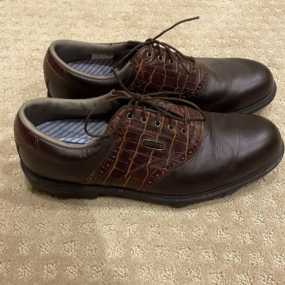 Men’s FootJoy DryJoy Golf Shoes Soft Spike Brown Crocodile